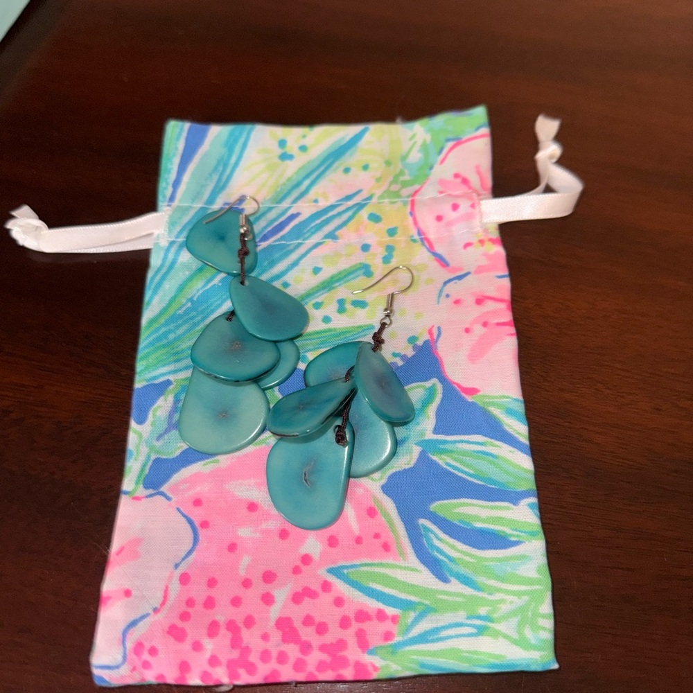 Teal Dangle Earrings